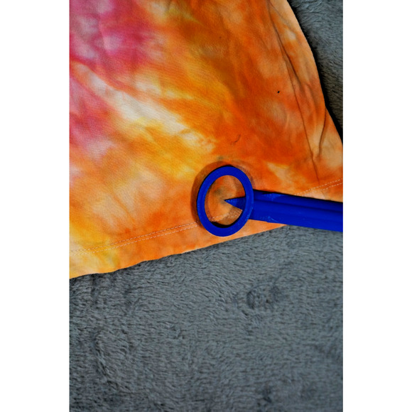 Madison Ruffle Neck Tank Top Large Tie‑Dye Pink Orange Fire Swirl Artisan Dyed - Picture 11 of 13